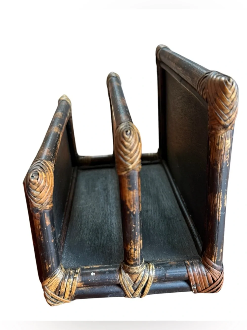 Pier 1 Coastal Rattan Letter Holder Desk Organizer Brown Tan